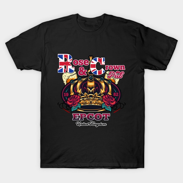 Rose and Crown Pub in UK at Epcot Pavilion T-Shirt by Joaddo